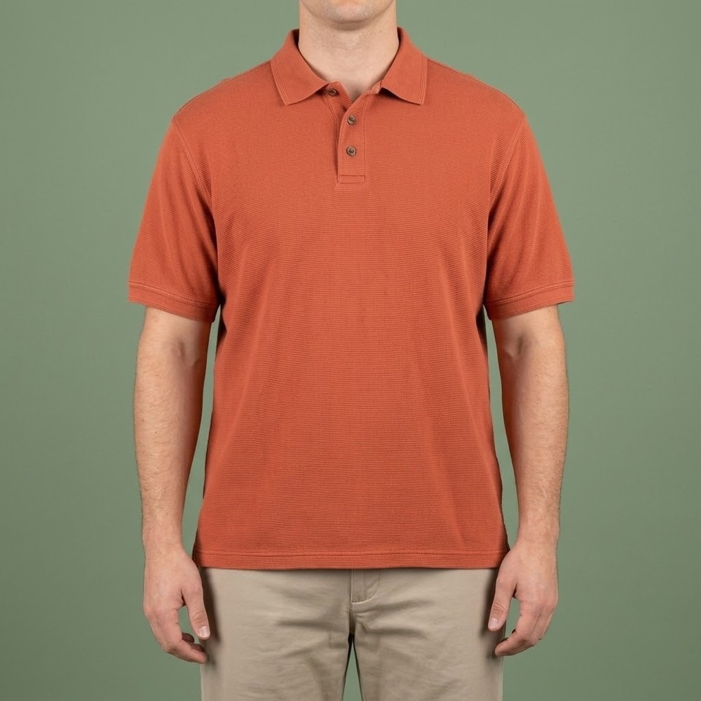 Caribbean Silk Cotton Pineapple Polo Shirt Mens Large‎ Orange